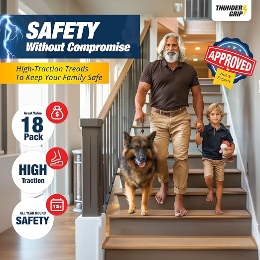 Clear Stair Treads Non-Slip Indoor 32" x 4" 18-Pack - Stair Grips for Wood