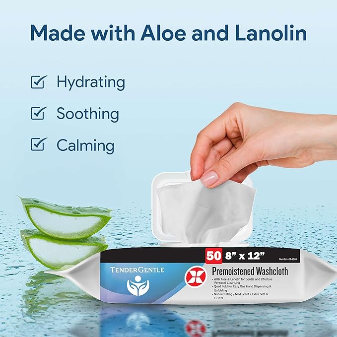 Non Flushable Wet Wipes for Adults - Case of 600 Body Wipes with Aloe and Lanolin - Good for Incontinence and Personal Cleaning