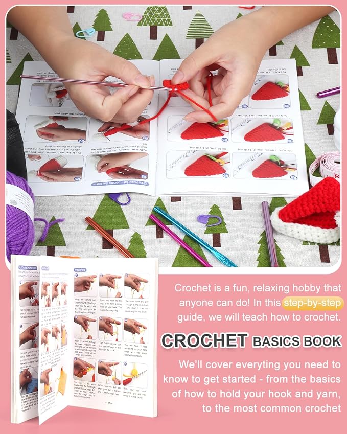 Aeelike Crochet Kit for Beginners Adults, Complete Crochet Kits, Winred | Crochet Kit for Beginners Young and Old, All-inclusive Kit with Crochet Hooks 655 Yards Yarn Instruction Knit Bag, Ideal Gift