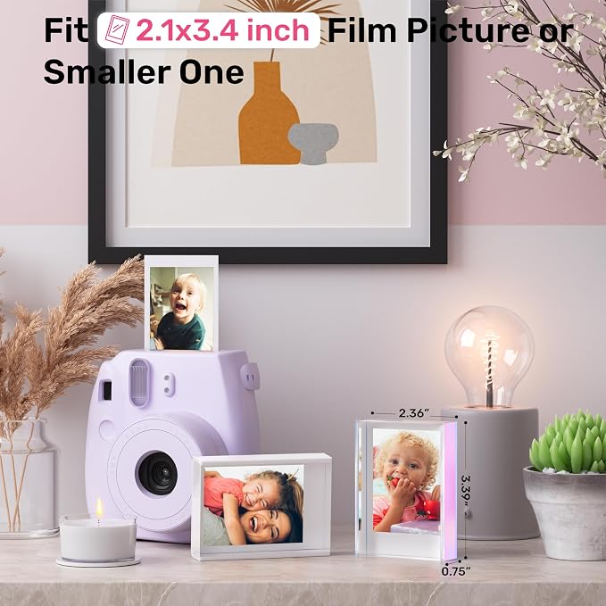 WINKINE Polaroid Frame, Instax Mini Film Frames for Photos, Small Picture Frames 2x3 for Fujifilm Instax Mini Films, Freestanding Sliding Acrylic Polaroid Picture Frame