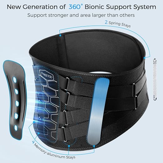 FREETOO Back Brace for Lower Back Pain Relief with Pulley System,Lumbar Support Belt for Men & Women with Lumbar Pad, Ergonomic Design and Soft Breathable 3D Knit Material,for Herniated Disc,Sciatica