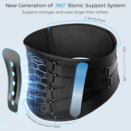 FREETOO Back Brace for Lower Back Pain Relief with Pulley System,Lumbar Support Belt for Men & Women with Lumbar Pad, Ergonomic Design and Soft Breathable 3D Knit Material,for Herniated Disc,Sciatica, Size S, Waist 26.77～33.4 inches