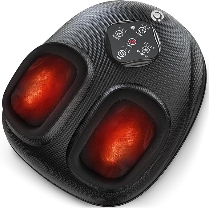 CooCoCo FSA Eligible Foot Massager with Heat, Upgraded Shiatsu Feet Massager for Plantar Fasciitis, Neuropathy, Foot Warmer for Women Men Mom, Feet Massage Machine with Kneading, Compression, Size 14