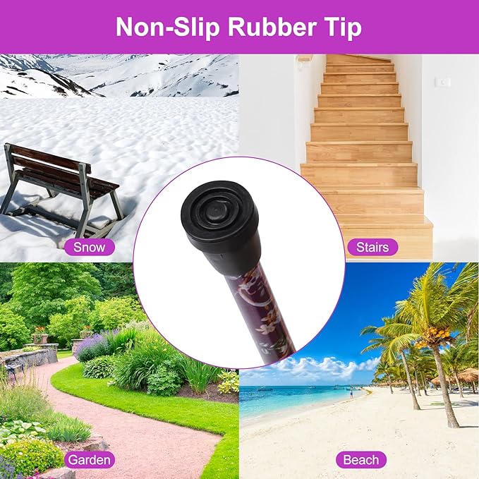 supregear Folding Cane, 5-Level Adjustable Height Walking Stick Lightweight Collapsible Portable Travel Cane with Wrist Strap and T Handle for Elderly Disabled Men Women