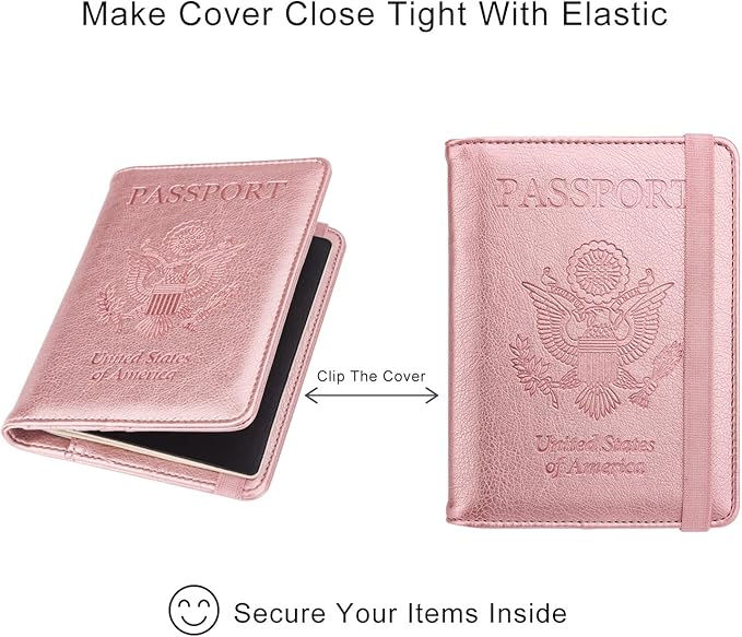 WALNEW Passport Holder for Travel, RFID Passport Cover Wallet for Women Men, PU Leather Passport Book Card Holder Case with Pen, Travelling Essentials for Flying | PU Leather Passport Cover Case with Pen Holder, Travel Must Haves Accessories, Passport ...