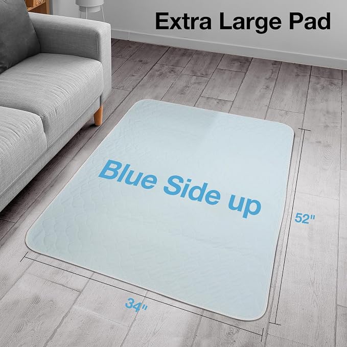 2 Packs Reusable Incontinence Bed Pad, 52" x 34" Washable Pee Pads, Waterproof Bed Pad & Pet Pad, Perfect for Adults, The Elderly and Pets