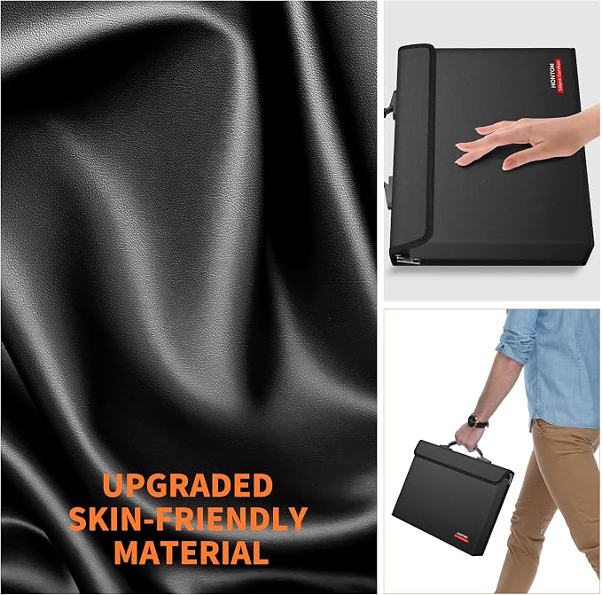 Hontom 6400℉ Fireproof Document Bag with 2 Pockets | Upgraded Material Fireproof Money Bag with Lid, Travel Home Fire Safe Storage Cash Pouch for Important Documents