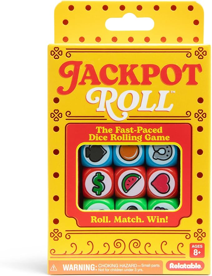 Jackpot Roll by Relatable – A Fast Paced Casino Themed Dice Game for Family Game Night and Games for Adults – Includes 20 Betting Tokens, 50 Cards, 12 Dice and Instructions