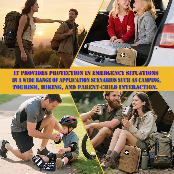 First Aid Kit EMT Medical IFAK Pouch Molle Tactical Med Emergency Bag Tan | Molle Tactical Trauma Utility Emergency Kits for Camping Home Car Hiking Hunting