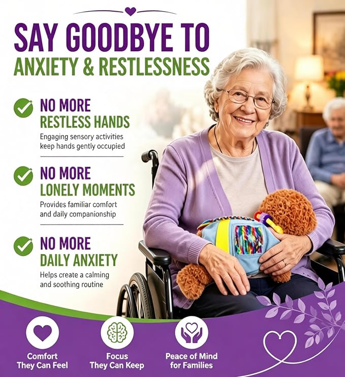 Fidget Dog Blanket for Dementia & Alzheimer’s|Dementia Activities for Seniors|Anxiety & Stress Relief|Sensory Activities for Elderly with Alzheimer’s or Dementia