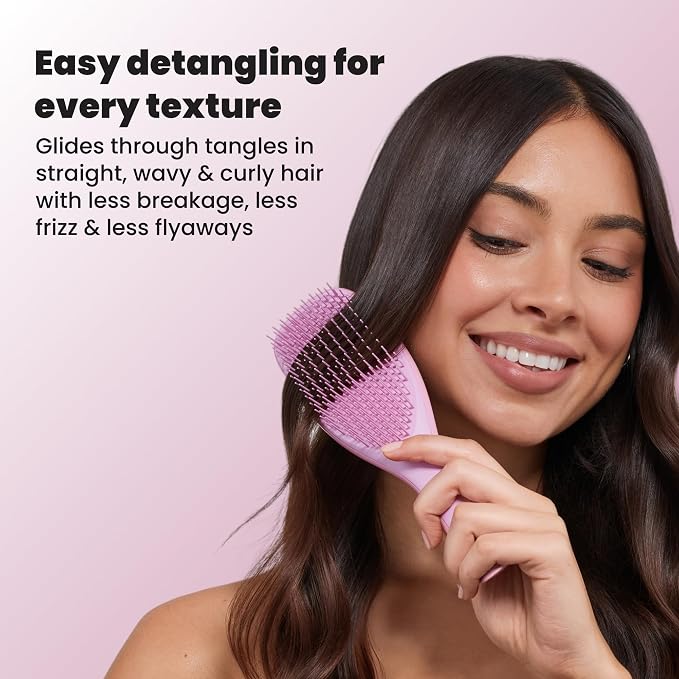 Tangle Teezer Ultimate Detangler Brush, Straight to Wavy, Rosebud | Patented two-tier, regular-flex teeth reduce breakage & split ends on wet or dry hair; Shower-friendly hairbrush for all ages