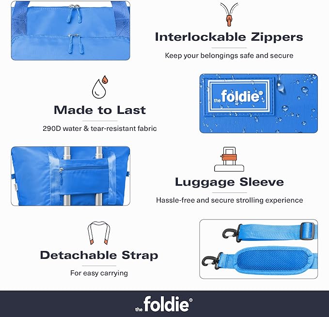The Foldie Foldable Travel Bag for Women - 40L Weekender Bag with Multiple Pockets - Carry On Expendable Travel Bag