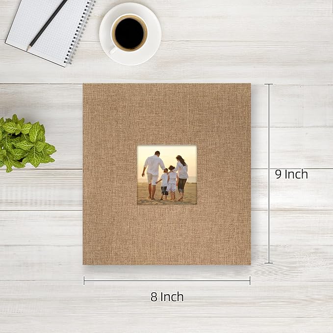 potricher Small Photo Album 4x6 200 Photos Linen Cover Picture Photo Book for Family Wedding Anniversary Baby Vacation (Khaki,200 Pockets)