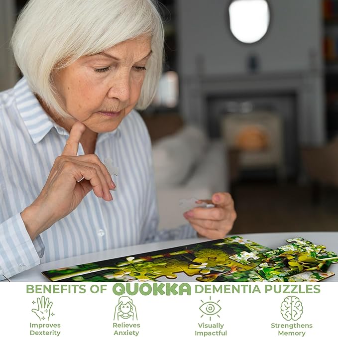 QUOKKA 63 Piece Dementia Activities for Adults - 3 Set Dementia Puzzles for Elderly - Large Piece Gifts Products for Seniors - Alzheimers Jigsaw Puzzle Games for Adults with Birds and Cats