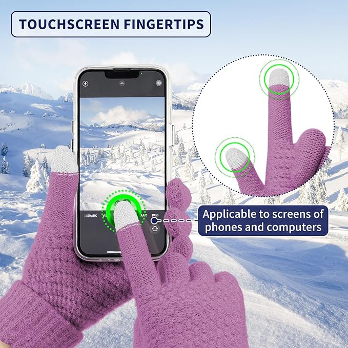 Omisy 4 Pairs Women Winter Gloves Touchscreen Cold Weather Mitten, Christmas Gifts for Adult Stockings Stuffers Mom Wife