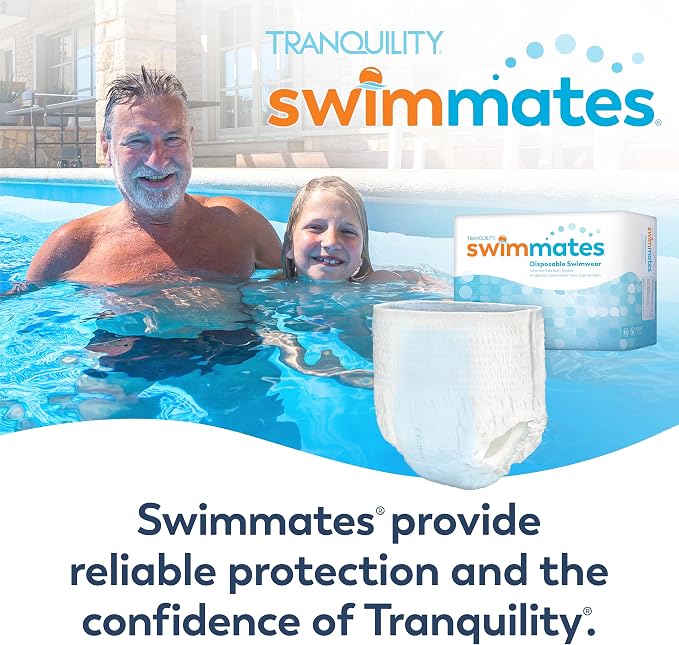 Swimmates Disposable Adult Swim Diapers, Pull-Up Under Swimwear with Tear-Away Side Seams, Unisex, Medium (34"-48" Waist) 80 Count Case