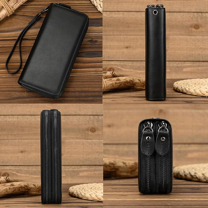 Genuine Leather Long Wallet for Men, Large Capacity Purse Clutch Bag Handbag Checkbook Cash Credit Cards Phone Holder | Large Capacity
