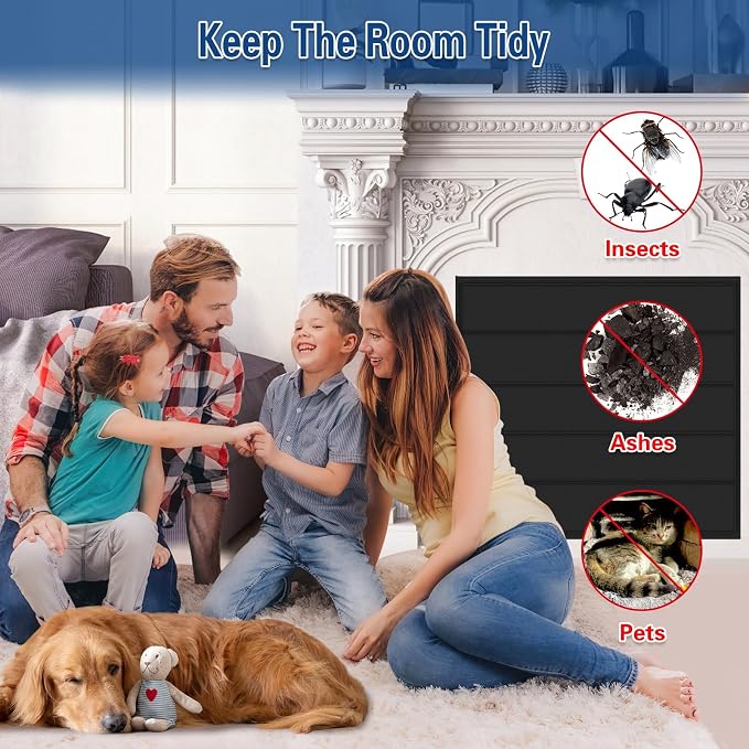 Fireplace Cover, Magnetic Fireplace Blocker Blanket Stops Heat Loss, Indoor Fireplace Draft Stopper Save Energy, Magnetic Fireplace Draft Cover for Iron Fireplace Frame (36"x24")