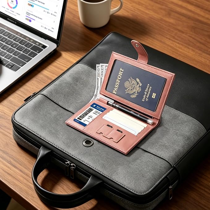 Veki Passport Holder for Travel, RFID Blocking Passport Cover, Pink | Passport Wallet, RFID Blocking, PU Leather, Durable Passport Case with Card Holder, Pen Slot, Travel Essentials for Women Men