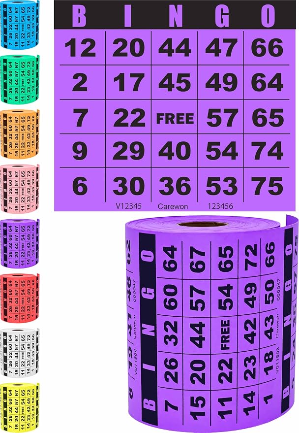 250 Bingo Cards, Large 4.5 x 4.5 Inch, Purple, Paper Bingo Sheets | 8 Color Options, Premium Cardstock, Disposable with Daubers or Reusable with Chips — Proudly Made in USA