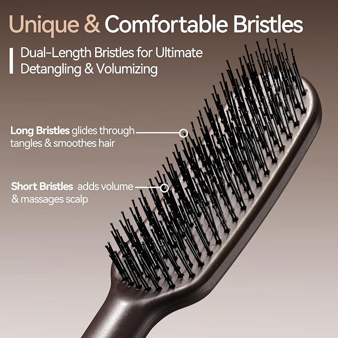 Hair Brush for Men, Detangling& Styling Hairbrush with Dual Length Bristles | For Wet/Dry Use, Eliminates Knots & Breakage, Mens Detangler Brushes for Fine/Short/Long/Thick Hair, Coffee Ground Infused