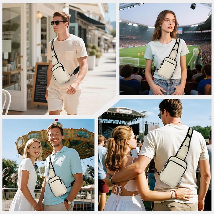 Sling Bag, Crossbody Bag with Zipper Lock, RFID Blocking & Water Resistant for Men and Women
