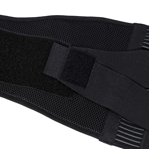 NeoTech Care Adjustable Compression Wide Back Brace Lumbar Support Belt (Charcoal, Size S)