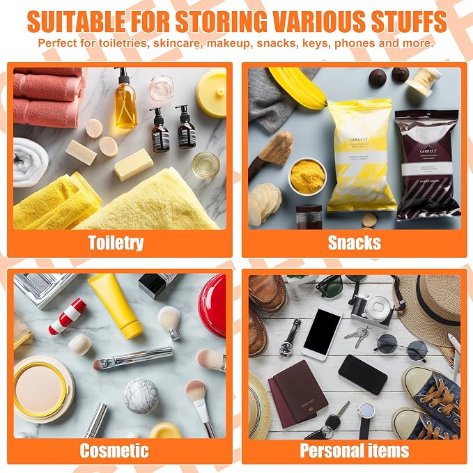 BuyCard Cheer Chenille Letter Bags Clear Makeup Bag, Cheerleader Gifts Cosmetic Bag, Varsity Preppy Patch Flat Pouch Cheer Accessories, Waterproof PVC Organizer Toiletry Bag for Women Girls Orange