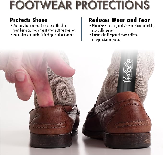 Velette 30" Extra Long Shoe Horn - Plastic Shoe Horn Long Handle for Seniors, Men, Women & Kids - Boot Horns, Shoehorn Long-Handle, Elderly Must Haves - Shoes Spoon, Helper Stick, Gifts for Seniors