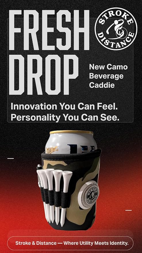 Classic Can Beverage Caddie 3-in-1 Golf Insulator, Removeable Ball Marker, Bag Clip & Tees Combo – Woodland Camo