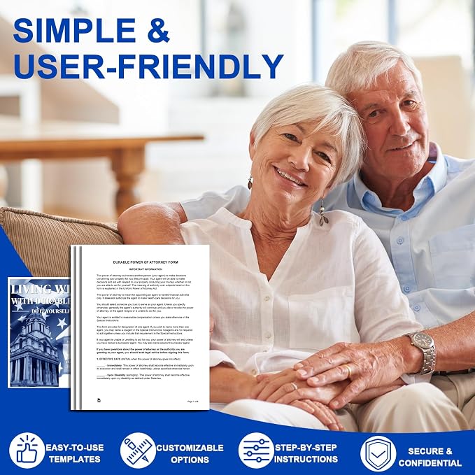 Legal Documents Kit, Durable Power of Attorney, Healthcare Directive and Last Will & Testament Forms, Self-Help Estate Planning Set