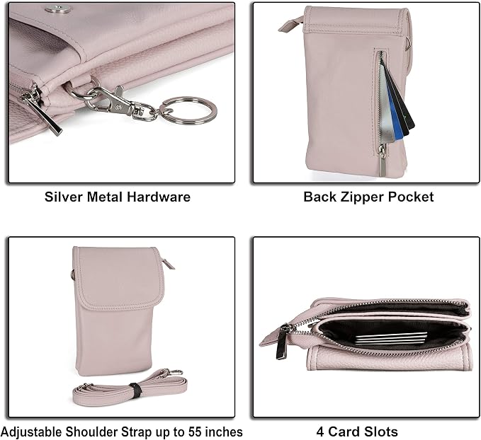 befen Genuine Leather Small Crossbody Bags for Women Cell Phone Travel Bag | Soft Real Leather, Adjustable Shoulder Strap, Card Slots, Compact Size, Daily Travel Shopping Outing Use, Phone Purse