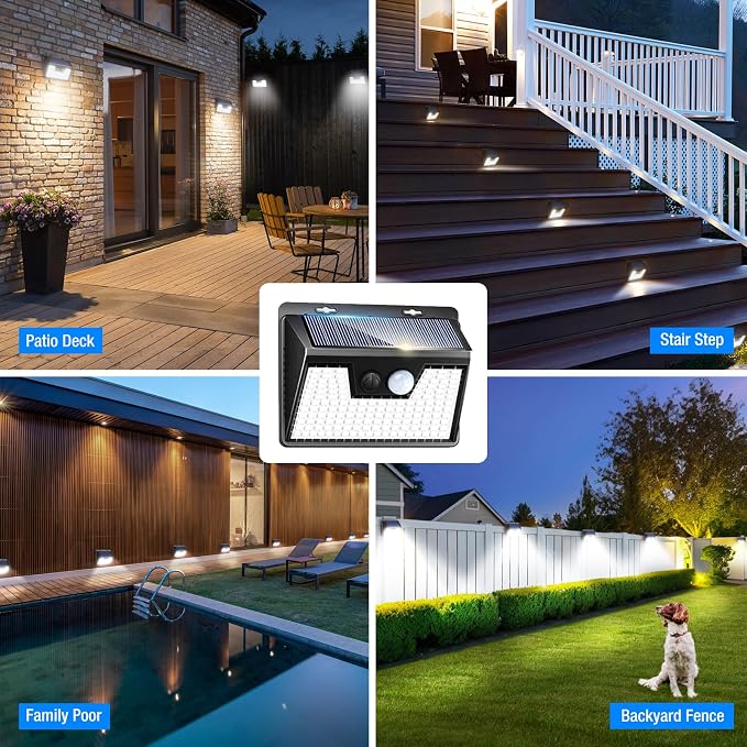 Solar Lights Outdoor Waterproof [12 Packs/140 LEDs], 3 Lighting Modes Solar Motion Sensor Light Outdoor, Ultra Bright Security Lights Outdoor Solar Lights for Outside Fence Yard Patio Deck
