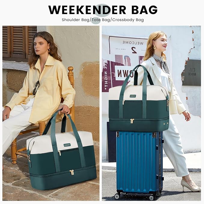 LOVEVOOK Weekender Bag for Women, Large Duffle Bag for Travel with 2 Packing Cubes, Carry on Overnight Bag with Shoe Compartment, Mom Hospital Bags for Labor and Delivery