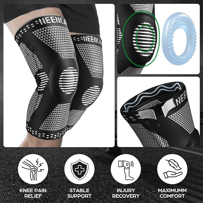 NEENCA Professional Knee Brace for Pain Relief, Medical Knee Support with Patella Pad & Side Stabilizers, Compression Knee Sleeve for Meniscus Tear, ACL, Joint Pain, Runner, Workout (Black, Medium)