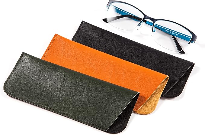 TRIUMPH VISION Reading Glasses Pouch Eyeglass Sleeve Soft Case Slim 3 Pack | Alternative to Bulky Case Lightweight，Neoprene Lined Padded Protect Optical lens Slip in, Cute Pattern Portable for Daily Use
