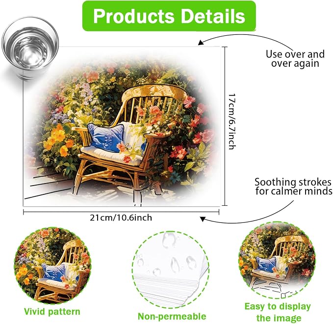 36Pcs Dementia Activities for Seniors,Reusable Water Coloring Set for Dementia Memories Activities, Adults Seniors Toys Games with Painting Brush Drawing Gifts (Garden)