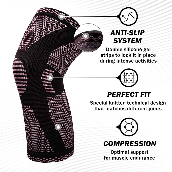 POWERLIX Compression Knee Sleeve - Best Knee Brace for Men & Women – Knee Support for Running, Crossfit, Basketball, Weightlifting, Gym, Workout, Sports - FOR BEST FIT CHECK SIZING CHART