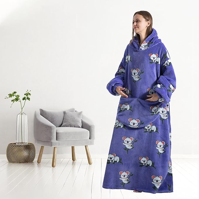 Blanket Hoodie, Long Hooded Blanket Sweatshirt as Birthday Gifts for Women Men, Long Wearable Blanket for Women Men.