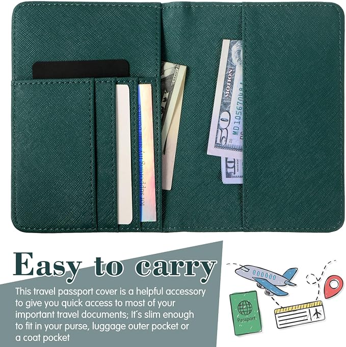 2 Pcs Passport Cover Holder for Travel Waterproof Leather Passport Wallet Case Book Travel Cruise Essentials for Women Men | 2 Pieces