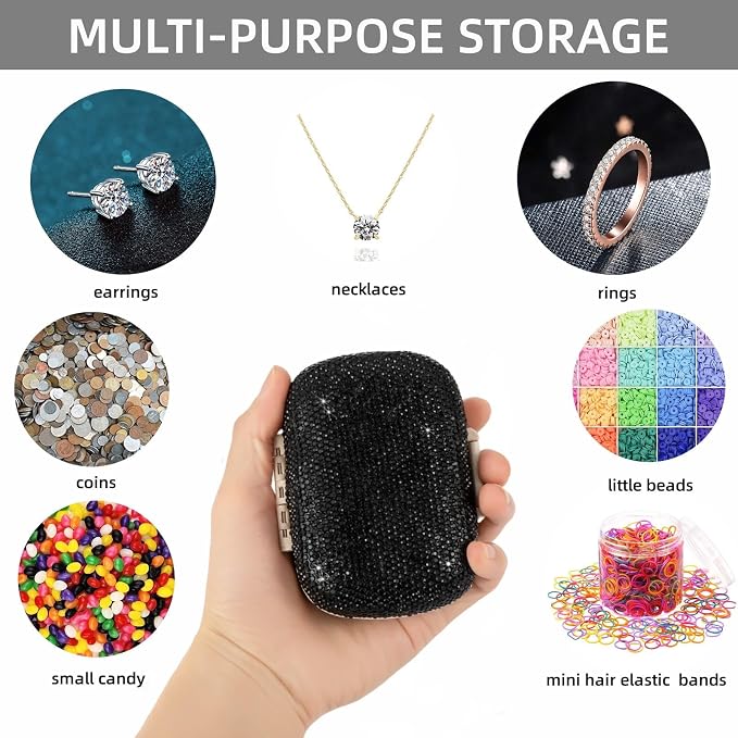 Medicine Pill Organizer Travel Pill Box for Purse Portable Pill Container Small Pill Holder Cute Pill Case Pocket Pharmacy with Labels(Black)