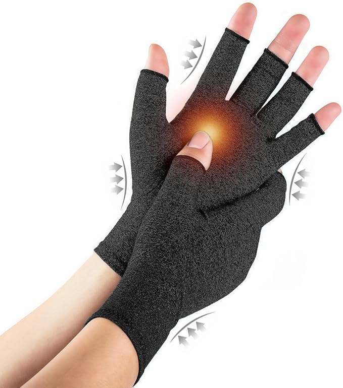 Arthritis Gloves for Women for Pain, Men and Women Fingerless Compression Wrap for Hand Pain and Osteoarthritis Compression Gloves Women,M,Black
