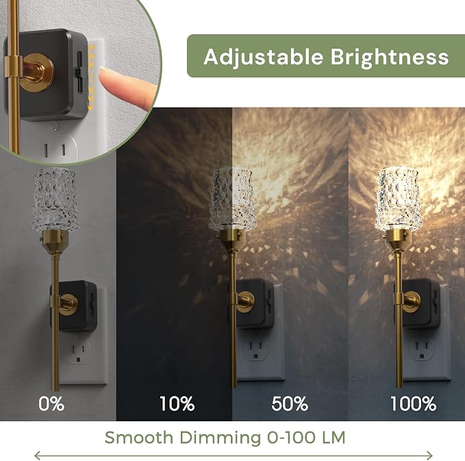 L LOHAS LED Night Light, Night Lights Plug into Wall | Automatic Night Lights with Auto Light Sensor, 0-100LM Adjustable Brightness Rotating Crystal Nightlight for Bedroom Hallway