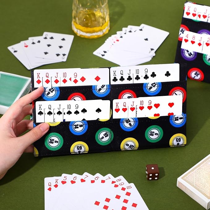 Eersida 1 Pack Bingo Card Holder for Pull Tabs Playing Card Holder Bingo Accessories Canasta Poker Bridge Family Game Night Supplies for Adults (Classic Style)