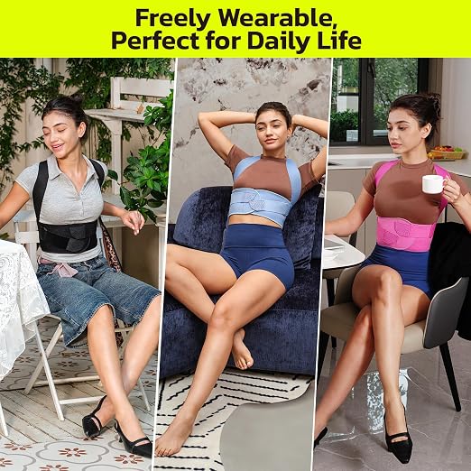 Posture Corrector for Women, Upper Back Brace for Pain Relief Blue M | Lightweight and Breathable, Rounded Shoulders and Hunchback, Compact & Portable with Fashionable Design, Invisible