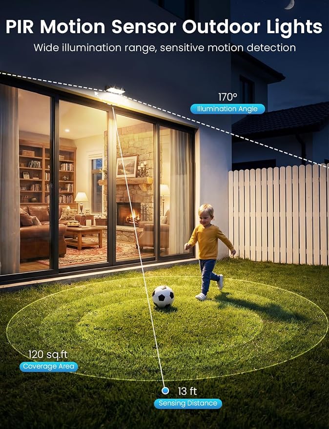 Solar Fence Lights Outdoor with Motion Sensor, 6 Pack Warm White Fence Lights Solar Powered 3 Modes IP65 Waterproof Dusk to Dawn Outdoor Lights for Patio Deck Wall Backyard Garden Decorative