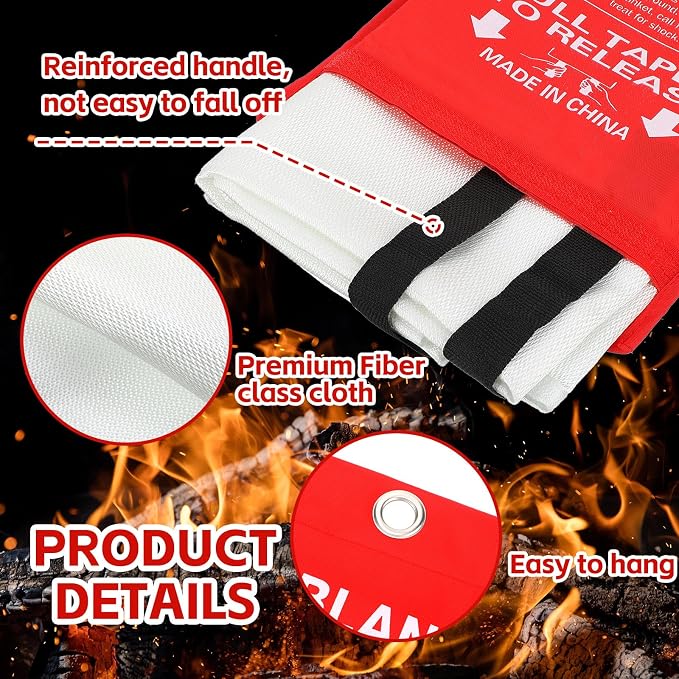 Macarrie 40 Pack Fire Blankets 39” x 39” Fire Blanket Emergency for Home and Kitchen Extinguisher Blankets Fiberglass Suppression Blanket Safety Fireproof Survival for Car Office Warehouse (Red)