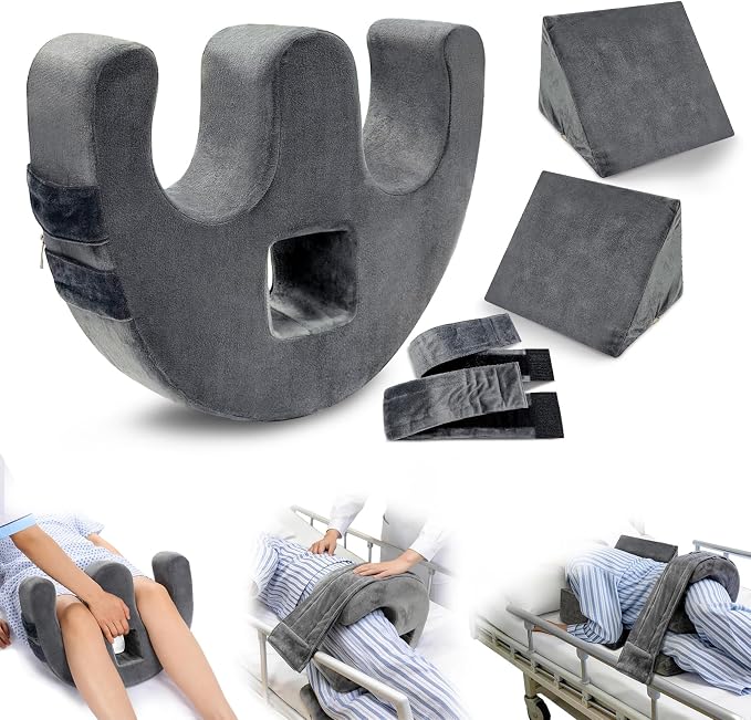 Patient Turning Device, U-Shaped Bedridden Turnover Pillow with Strap & Back Support Cushion for Bedsore Pressure Relief, Elderly Nursing Bed Ridden Patient Supplies