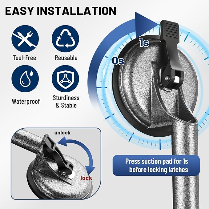 SPECILITE Grab Bars for Bathtubs and Showers 2 Pack Strong Suction Grab Bar, 12 Inch Heavy Duty Shower Handle for Seniors and Elderly, Bathroom Safety Grip Removable No Drilling Waterproof Black