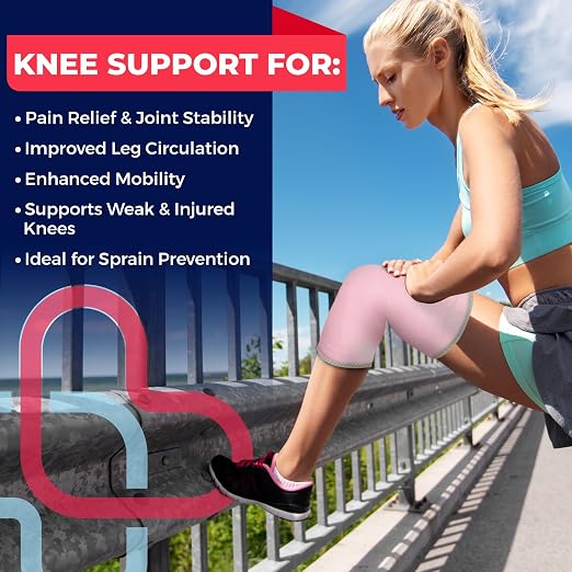 Dr. Arthritis Doctor-Developed Thick Knee Brace Support, Secure Compression Sleeve for Joint Stability (Pink, XL)